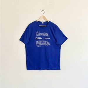 NEW National Geographic Geobee 2020 Trivia Graphic Blue T Shirt Adult size XL